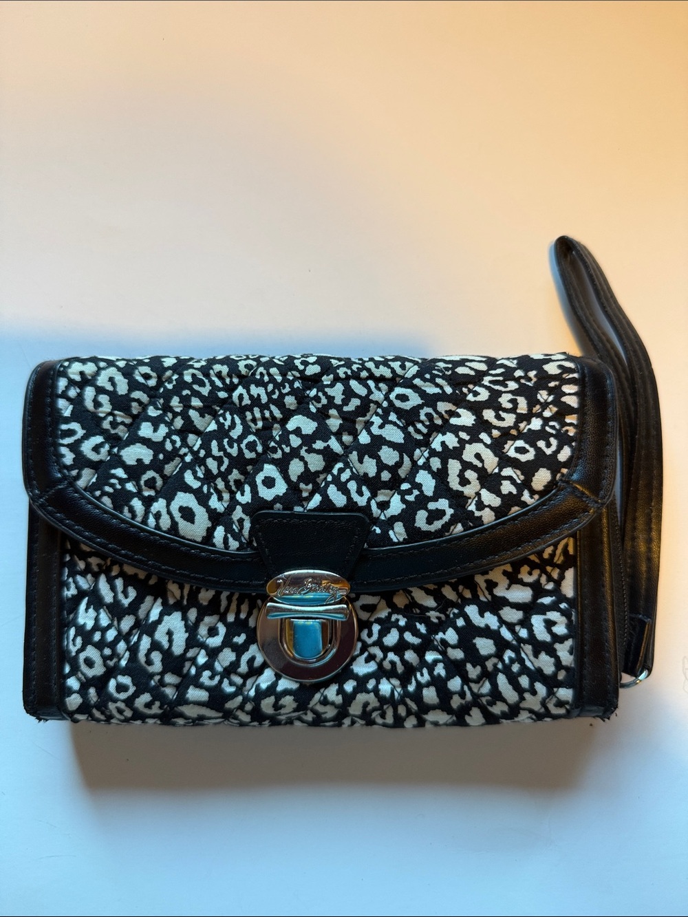 Vera Bradley! Quilted Black & White Leopard Print Women's Clutch